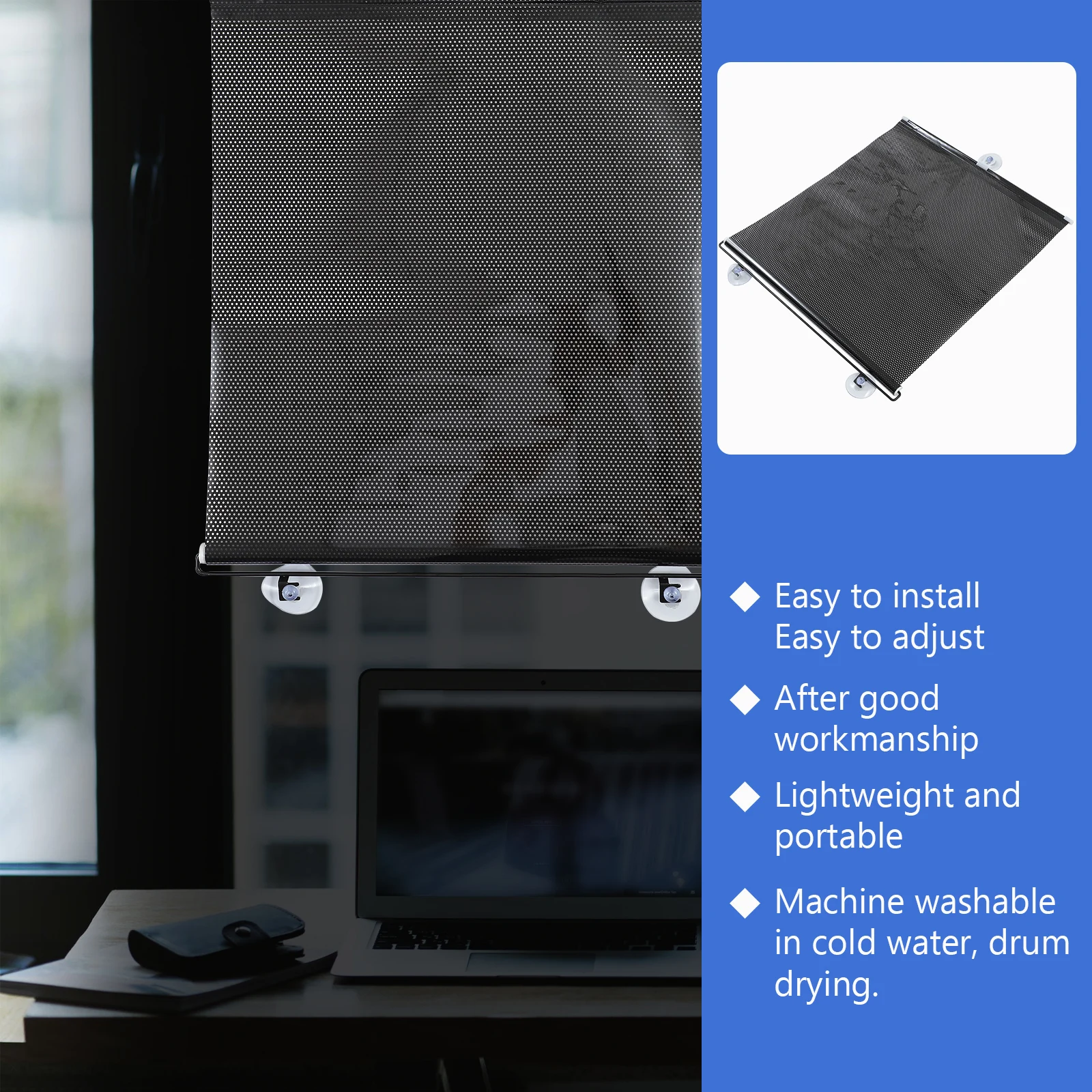 Cup Blackout Shade No-Drill Light Blocking Window Cover Removable Privacy Roller Blind Easy Install Machine Washable Travel
Cup Blackout Shade No-Drill Light Blocking Window Cover Removable Privacy Roller Blind Easy Install Machine Washable Travel