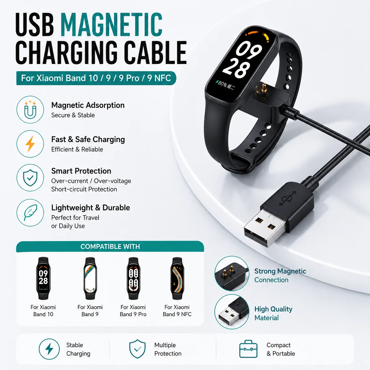 Charger For Xiaomi Smart Band 10 9 8 NFC 9 8 pro Magnetic USB Charging Cable For Redmi Band 5 4 3 2 active lite Watch Accessory
Charger For Xiaomi Smart Band 10 9 8 NFC 9 8 pro Magnetic USB Charging Cable For Redmi Band 5 4 3 2 active lite Watch Accessory