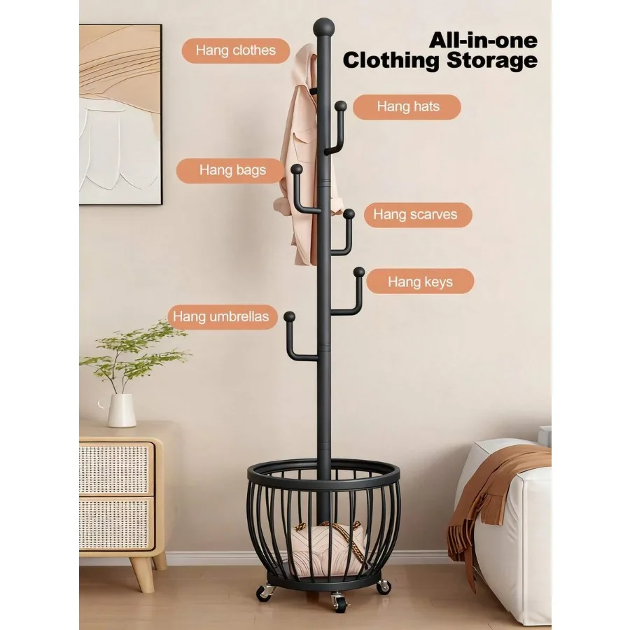 Tree Coat Rack Stand With Clothes Basket, Sturdy Freestanding Coat Rack, Purse Rack Hat Rack Stand, Clothes Rack With Metal Fra
Tree Coat Rack Stand With Clothes Basket, Sturdy Freestanding Coat Rack, Purse Rack Hat Rack Stand, Clothes Rack With Metal Fra