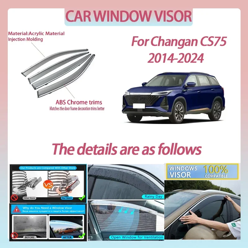 Car Window Visor for Changan CS75 2014-2024 Deflector Window Rain Guard Weathershield Sun Rain Guard Auto Accessories Tools
Car Window Visor for Changan CS75 2014-2024 Deflector Window Rain Guard Weathershield Sun Rain Guard Auto Accessories Tools