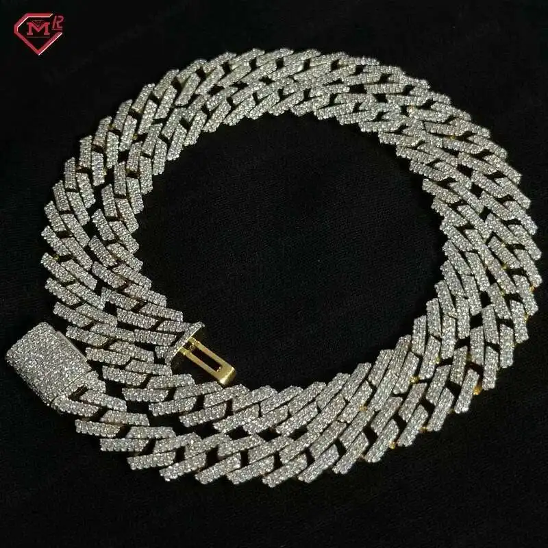 Iced Out Hip hop 2 Rows Cuban 12mm 925 Sterling Silver VVS Diamond Moissanite Cuban Link Chain For Men 
Iced Out Hip hop 2 Rows Cuban 12mm 925 Sterling Silver VVS Diamond Moissanite Cuban Link Chain For Men