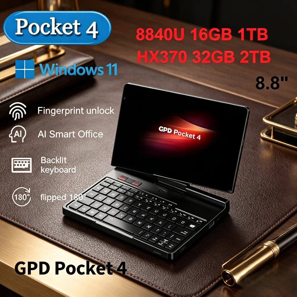 GPD Pocket 4 8.8" Lightweight Handheld Mini Computer Touchscreen Long Battery Life Business Office Notebook AMD AI 9 HX 370 64GB
GPD Pocket 4 8.8" Lightweight Handheld Mini Computer Touchscreen Long Battery Life Business Office Notebook AMD AI 9 HX 370 64GB