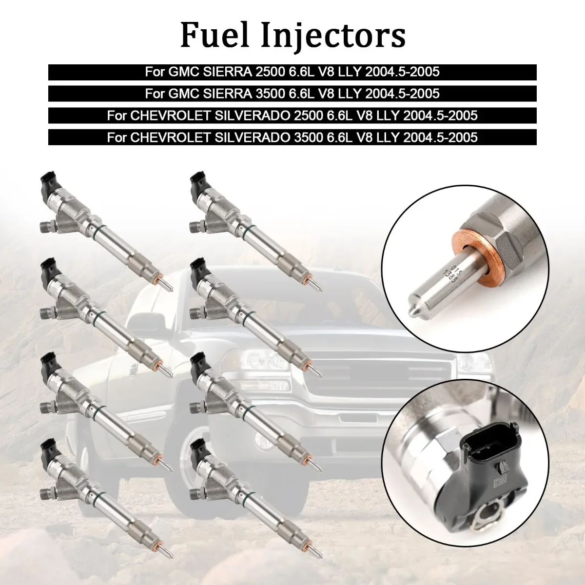 8PCS Set Car Replacement Auto Parts Fuel Injector Fit For GMC For Chevy 6.6L Duramax LLY 2004.5-2005 0986435504
8PCS Set Car Replacement Auto Parts Fuel Injector Fit For GMC For Chevy 6.6L Duramax LLY 2004.5-2005 0986435504