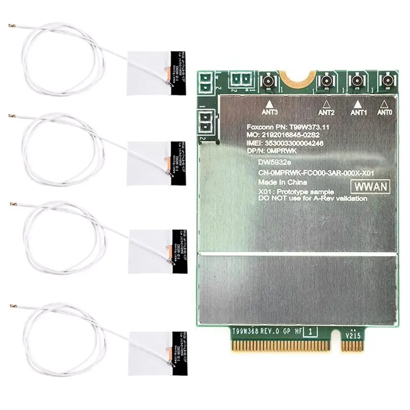 Беспроводная WWAN-карта A13E-T99W373 Dw5932e 5G Module + 4 антенны M.2 NGFF LTE Cat19 для ноутбуков Dell 7350 7450 7650 9450
Беспроводная WWAN-карта A13E-T99W373 Dw5932e 5G Module + 4 антенны M.2 NGFF LTE Cat19 для ноутбуков Dell 7350 7450 7650 9450