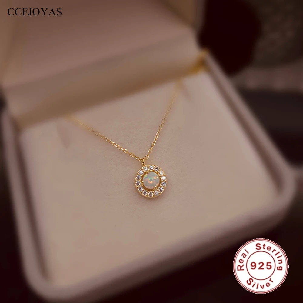 CCFJOYAS 925 Sterling Silver Round Opal Zircon Necklace for Women Simple INS Small Opal Exquisite Clavicle Necklace
CCFJOYAS 925 Sterling Silver Round Opal Zircon Necklace for Women Simple INS Small Opal Exquisite Clavicle Necklace