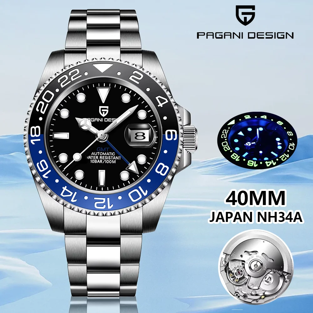 PAGANI DESIGN Original GMT Men Mechanical Watches NH34 AR Sapphire Automatic Watch 100M Waterproof Sports Watch for Men PD-1662
PAGANI DESIGN Original GMT Men Mechanical Watches NH34 AR Sapphire Automatic Watch 100M Waterproof Sports Watch for Men PD-1662