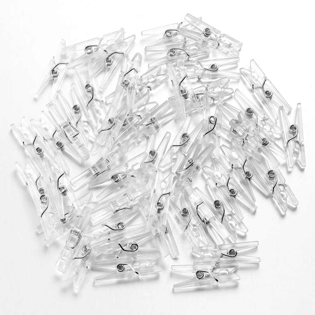 100Pcs Mini Clothespins Clear Plastic Spring Clips Hanging Clamps for Photos Clothes Line Bag Sealing Clothes Clips
100Pcs Mini Clothespins Clear Plastic Spring Clips Hanging Clamps for Photos Clothes Line Bag Sealing Clothes Clips