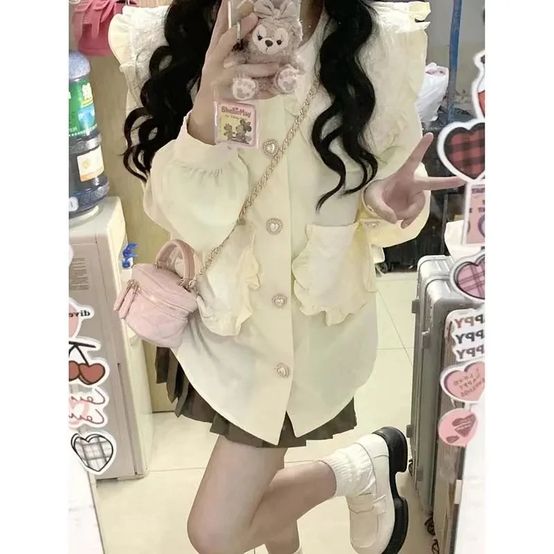 Japanese Lolita Peter Pan Collar Blouse Women Spring Long Sleeve Single Breasted Shirt Loose Casual Pretty Style Jk Harajuku Top
Japanese Lolita Peter Pan Collar Blouse Women Spring Long Sleeve Single Breasted Shirt Loose Casual Pretty Style Jk Harajuku Top