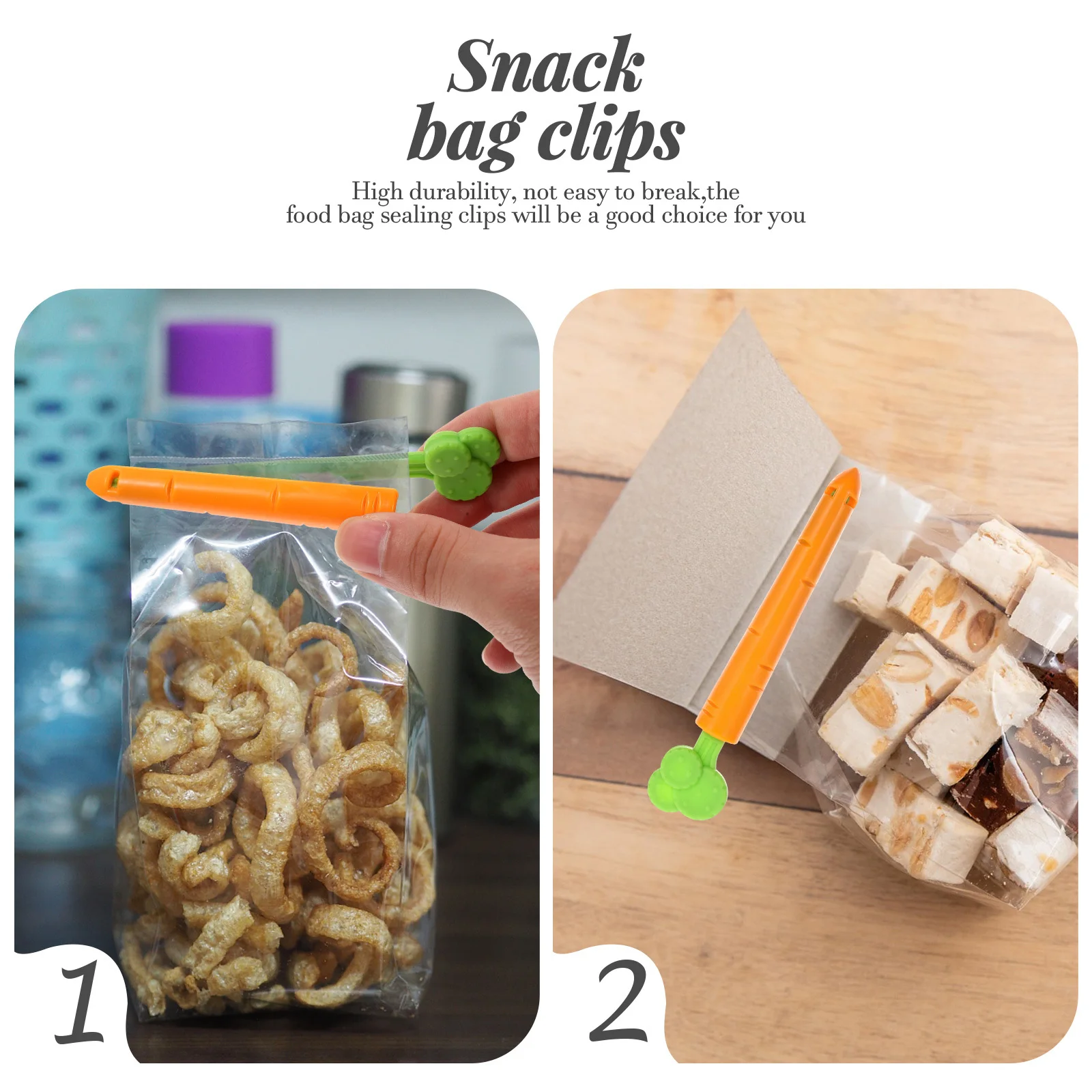 5Sets Cute Carrot Shaped Sealing Clips Food Bag Clips with Storage Box Strong Hold Plastic Seal Clamps for Snacks and Chips
5Sets Cute Carrot Shaped Sealing Clips Food Bag Clips with Storage Box Strong Hold Plastic Seal Clamps for Snacks and Chips