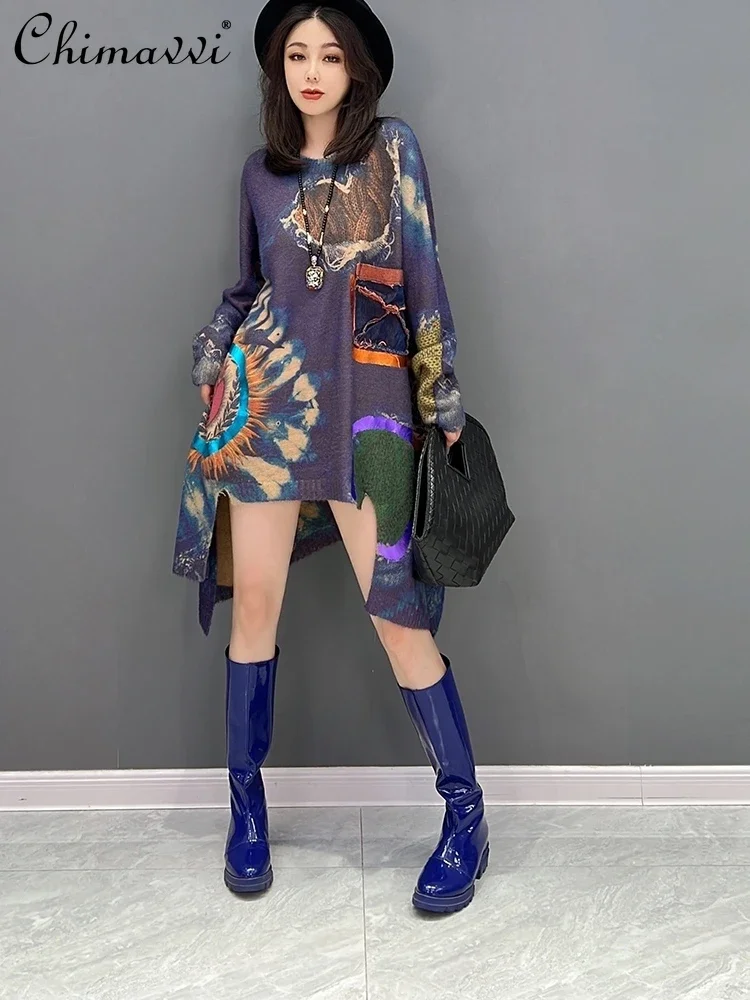 Korean Fashion Color Irregular Knitted Top Autumn New Long-sleeved Crew Neck Loose Mid-length Retro Womens Sweater Dress
Korean Fashion Color Irregular Knitted Top Autumn New Long-sleeved Crew Neck Loose Mid-length Retro Womens Sweater Dress