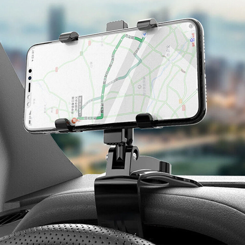 Car Phone Holder 360 Degree Rotating Multi-function Instrument Cluster Phone Holder Foldable Rearview Mirror Navigation Bracket