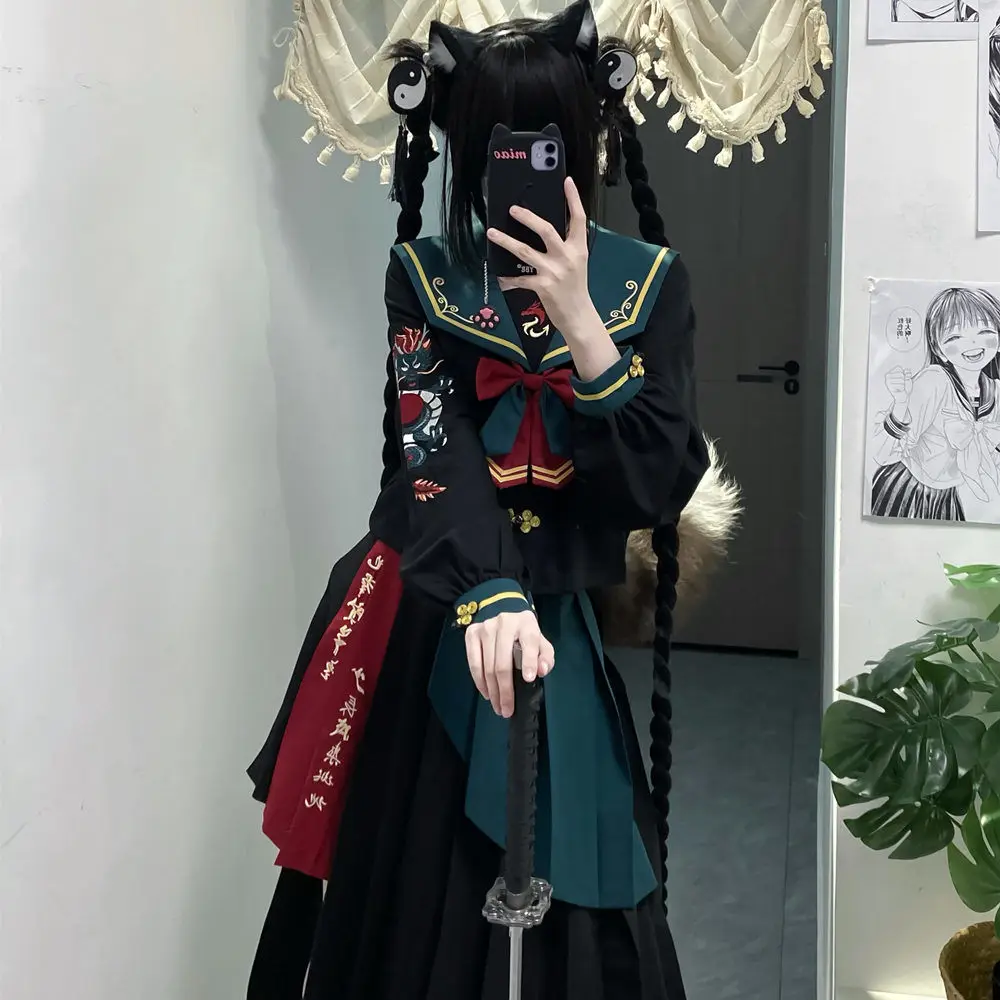 Униформа JK для тяжелой промышленности, униформа моряка для плохой девушки, японский комплект, длинная юбка, платье для ролевых игр на карнавале и комиксов
Униформа JK для тяжелой промышленности, униформа моряка для плохой девушки, японский комплект, длинная юбка, платье для ролевых игр на карнавале и комиксов