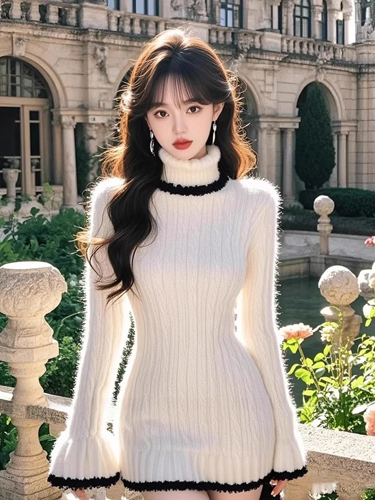 XZY High Collar Knitted Dr Women's Autumn Winter Slim Fit Color Blo Wrap around Skirt Long Sve ort Length Korean Sle
XZY High Collar Knitted Dr Women's Autumn Winter Slim Fit Color Blo Wrap around Skirt Long Sve ort Length Korean Sle
