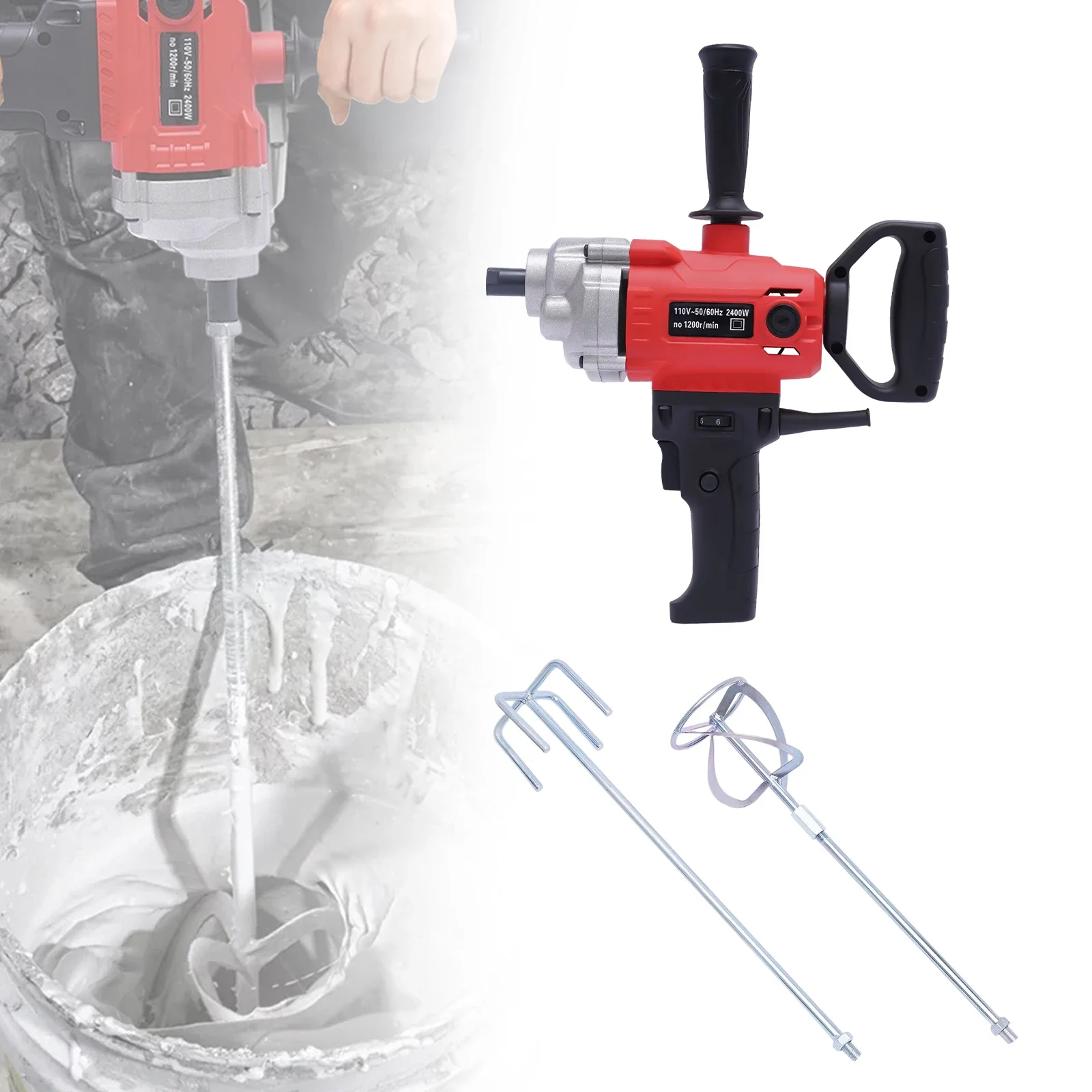 2400W Cement Mixer Tool Machine ,1200rpm ,Corded Electric Drill Mixer,Concrete Mud Drill Mixing with Spade Handle 1/2Inch, for Homes, Construction Sites, Furniture Factories
2400W Cement Mixer Tool Machine ,1200rpm ,Corded Electric Drill Mixer,Concrete Mud Drill Mixing with Spade Handle 1/2Inch, for Homes, Construction Sites, Furniture Factories