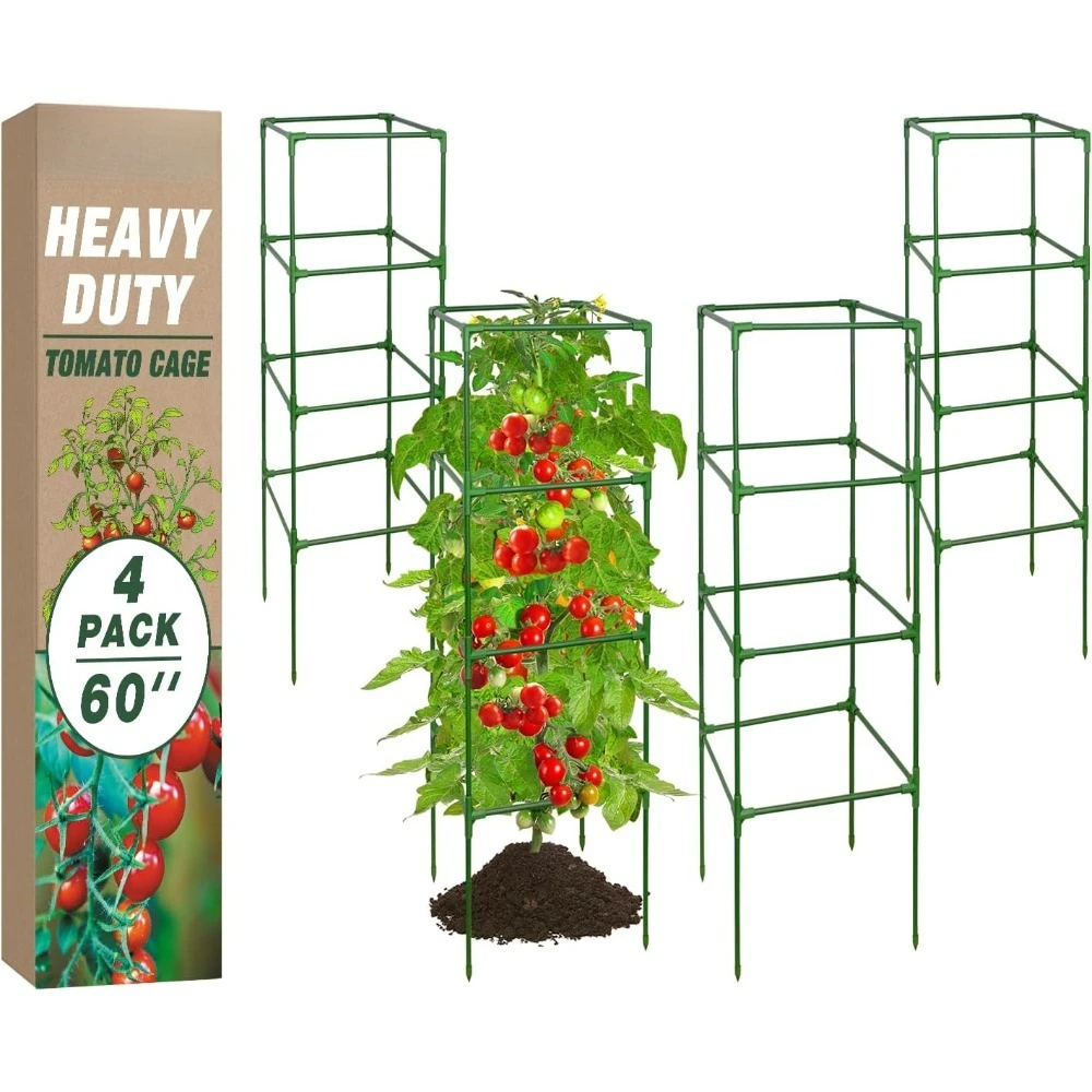 Square Tomato Cages 60 Inch Heavy Duty Adjustable Plant Support Trellis for Climbing Vegetables Flowers with 40 Clips
Square Tomato Cages 60 Inch Heavy Duty Adjustable Plant Support Trellis for Climbing Vegetables Flowers with 40 Clips
