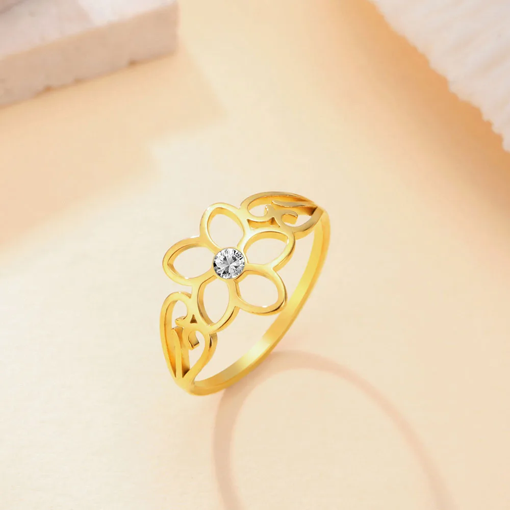 COOLTIME Stainless Steel Flower Rings With Clear Zircon for Women Wedding Anniversary Jewelry Gift Wholesale New In
COOLTIME Stainless Steel Flower Rings With Clear Zircon for Women Wedding Anniversary Jewelry Gift Wholesale New In