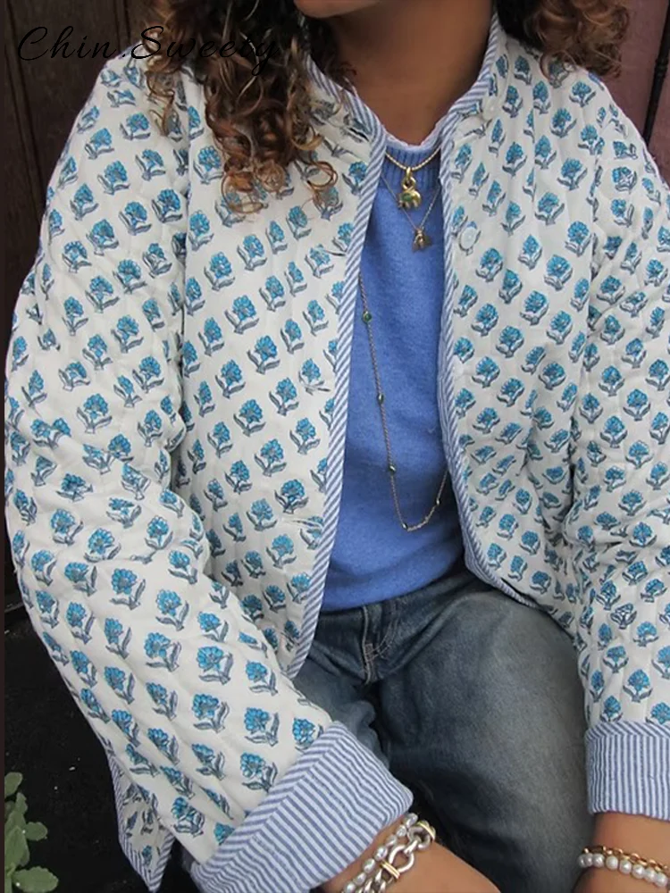 Casual Printed Reversible Cotton Padded Jacket Women Loose O-neck Long Sleeve Single Breasted Coat 2205 Autumn Lady Chic Outwear
Casual Printed Reversible Cotton Padded Jacket Women Loose O-neck Long Sleeve Single Breasted Coat 2205 Autumn Lady Chic Outwear