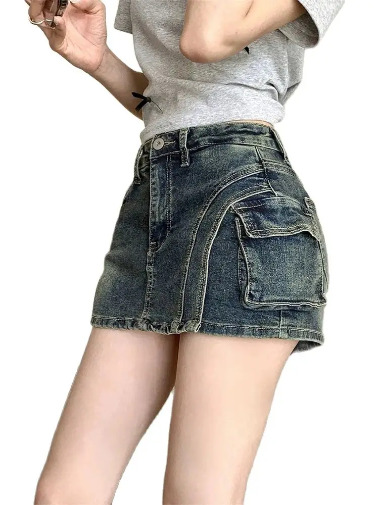 Women Blue A-line Cargo Skirt Vintage Streetwear Aesthetic Y2k Mini Skirt Harajuku Korean Style Skirt 2000s Clothes Summer 2024
Women Blue A-line Cargo Skirt Vintage Streetwear Aesthetic Y2k Mini Skirt Harajuku Korean Style Skirt 2000s Clothes Summer 2024