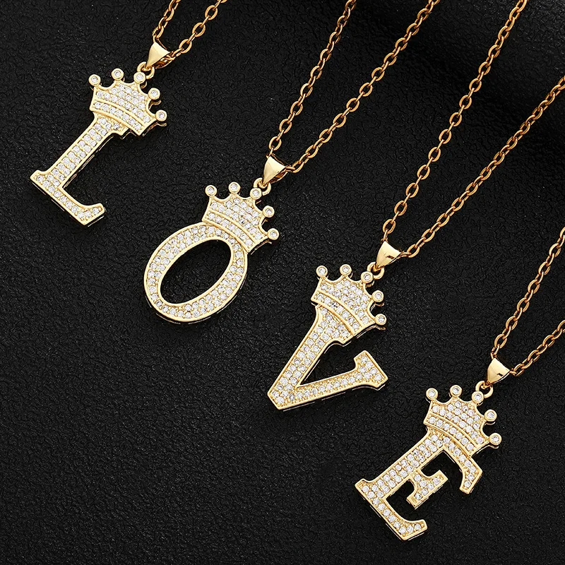 Personalized 26 Letter Women's Fashion Crown Pendant Necklace Stainless Steel Gold Chain Zircon Letter Jewelry Gift Dropshipping
Personalized 26 Letter Women's Fashion Crown Pendant Necklace Stainless Steel Gold Chain Zircon Letter Jewelry Gift Dropshipping