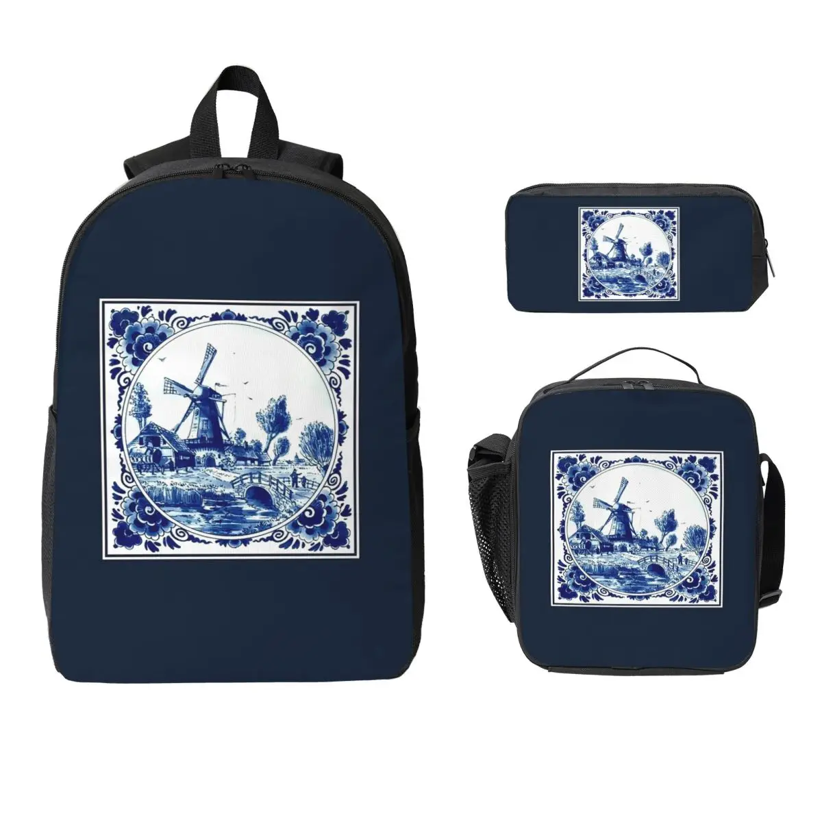 DUTCH BLUE DELFT Vintage Windmill And Bridge Print Backpack BookBag School Bag Computer Shoulder Bags 3ps Lunch Bag Pencil Case
DUTCH BLUE DELFT Vintage Windmill And Bridge Print Backpack BookBag School Bag Computer Shoulder Bags 3ps Lunch Bag Pencil Case
