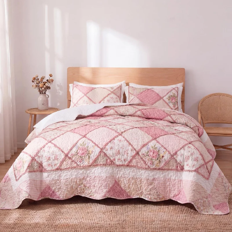 Ruffle Edge Patchwork Quilt 3-Piece Set King Queen Size, Lightweight Polyester Bedspread Coverlet for Bed, Simple Bedding
Ruffle Edge Patchwork Quilt 3-Piece Set King Queen Size, Lightweight Polyester Bedspread Coverlet for Bed, Simple Bedding