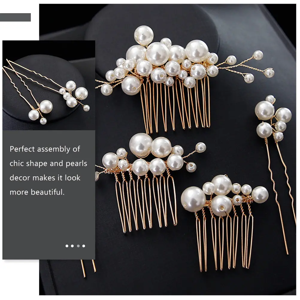 5Pcs Pearls Hair Comb Bridal Pin Clips Accessories for Elegant Parties Hair Accessories for Women Pearls Headpiece
5Pcs Pearls Hair Comb Bridal Pin Clips Accessories for Elegant Parties Hair Accessories for Women Pearls Headpiece