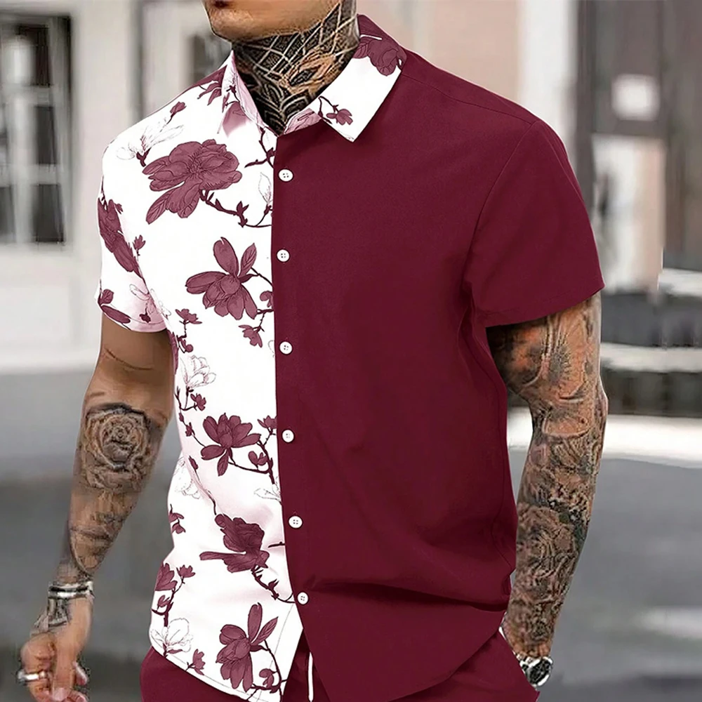 Mens Dress Shirts Men's Hawaiian Outfits Short Sleeve Button Darts Shirts Tracksuits New Patchwork Colors Lapel Shirt
Mens Dress Shirts Men's Hawaiian Outfits Short Sleeve Button Darts Shirts Tracksuits New Patchwork Colors Lapel Shirt