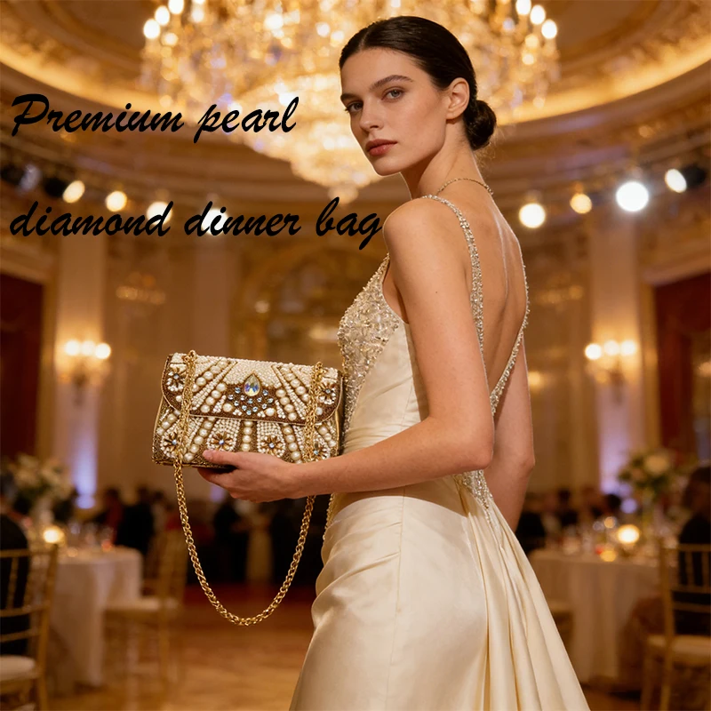 Вечерняя сумка с жемчугом, инкрустированная бриллиантами, банкетная цепочка, инкрустированная жемчугом и бриллиантами, вечерняя одинаковая женская сумка на одно плечо
Вечерняя сумка с жемчугом, инкрустированная бриллиантами, банкетная цепочка, инкрустированная жемчугом и бриллиантами, вечерняя одинаковая женская сумка на одно плечо