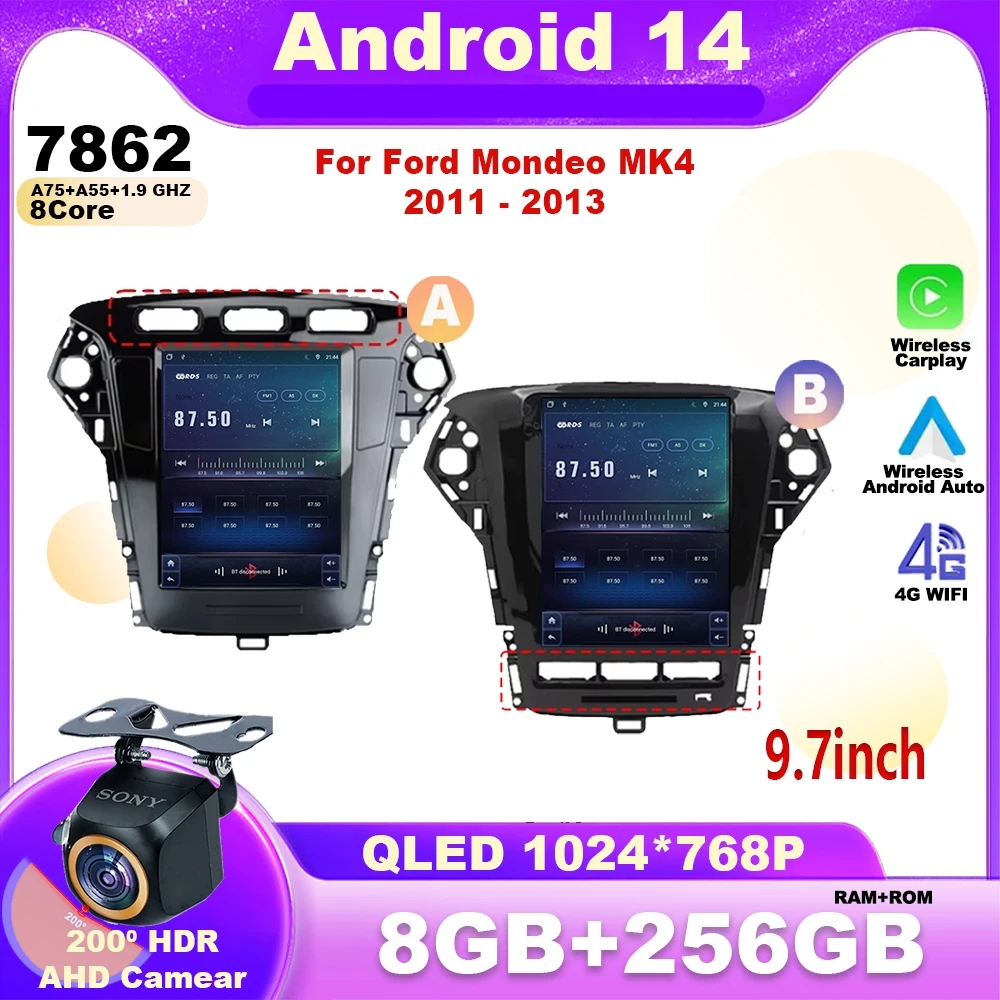 Android 14 For Ford Mondeo MK4 2011 - 2013 Tesla Style Navigation Auto Car Radio Multimedia Player DVD GPS 9.7 inch 7862 CPU GPS
Android 14 For Ford Mondeo MK4 2011 - 2013 Tesla Style Navigation Auto Car Radio Multimedia Player DVD GPS 9.7 inch 7862 CPU GPS