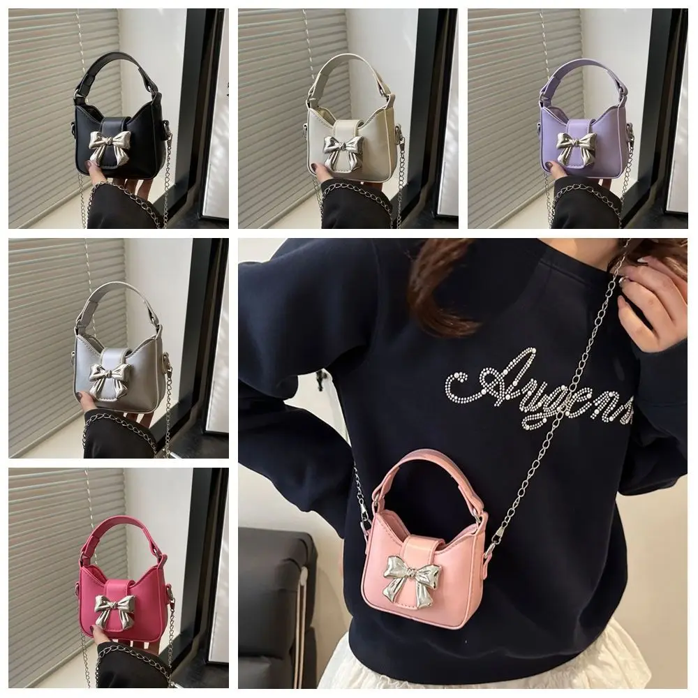 Fashionable Pu Leather Bow Buckle PU Bag Mini Handbag Silver Bucket Bag Crossbody Bag Korean Style Women's Shoulder Bag Wallet
Fashionable Pu Leather Bow Buckle PU Bag Mini Handbag Silver Bucket Bag Crossbody Bag Korean Style Women's Shoulder Bag Wallet