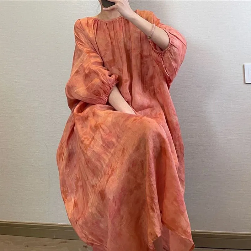 Women's Loose Print Dress Vintage Artistic O-Neck Long Summer Fashion Elegant Chinese Style for Ladies 2025 New Arrival
Women's Loose Print Dress Vintage Artistic O-Neck Long Summer Fashion Elegant Chinese Style for Ladies 2025 New Arrival