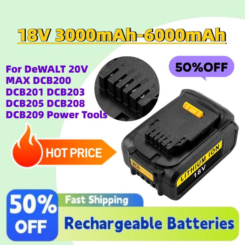 Upgrade New 18V 3000-6000mAh Li-ion Replacement Battery for DeWALT 20V MAX DCB200 DCB201 DCB203 DCB205 DCB208 DCB209 Power Tools
Upgrade New 18V 3000-6000mAh Li-ion Replacement Battery for DeWALT 20V MAX DCB200 DCB201 DCB203 DCB205 DCB208 DCB209 Power Tools