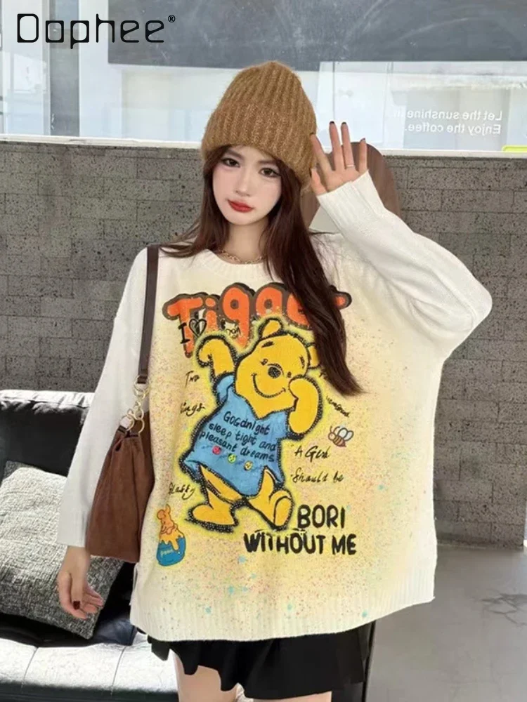 Cartoon Printed Sweater Women College Style Letter Loose Pullover Top Loose Knitted Sweater Long Sleeve Knitted Sweatshirts
Cartoon Printed Sweater Women College Style Letter Loose Pullover Top Loose Knitted Sweater Long Sleeve Knitted Sweatshirts
