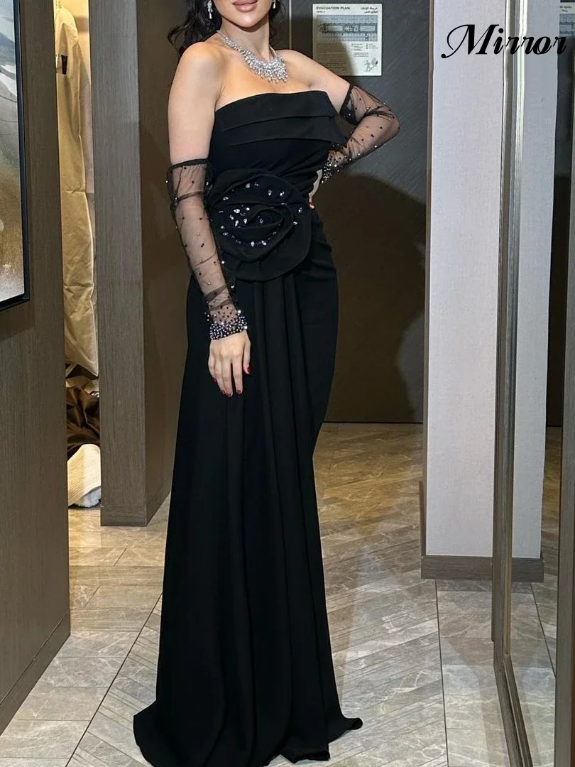 Mirror Dress Elegant Vintage Black Beaded Crystal Flower Sexy Strapless Ruffle Formal Occasion Prom Dress Evening Party Gowns
Mirror Dress Elegant Vintage Black Beaded Crystal Flower Sexy Strapless Ruffle Formal Occasion Prom Dress Evening Party Gowns
