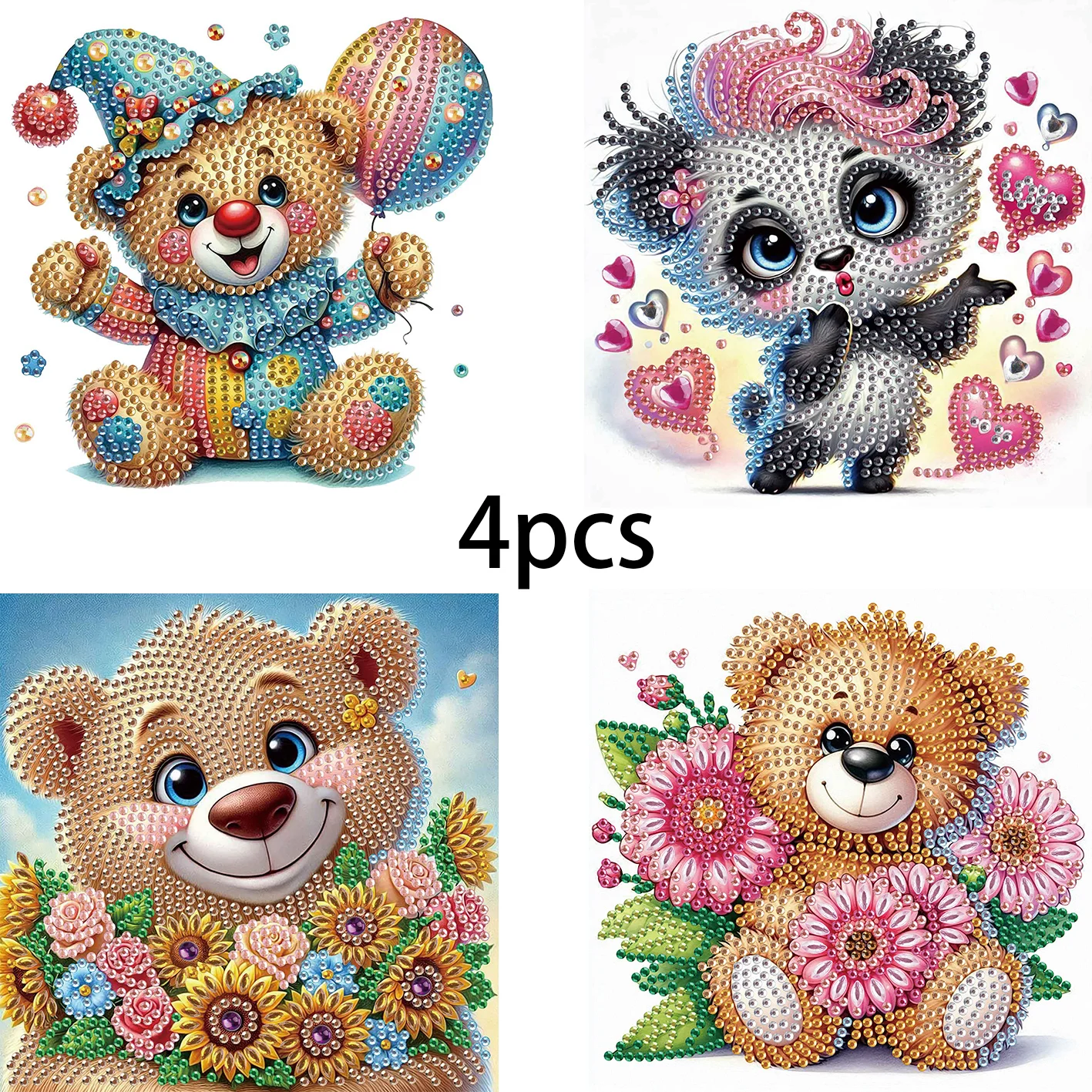 4-Pack Bear Special Shape Diamond Art Painting Kit,Crystal Diamond Dot Kit for Home Wall Decoration Gift
4-Pack Bear Special Shape Diamond Art Painting Kit,Crystal Diamond Dot Kit for Home Wall Decoration Gift