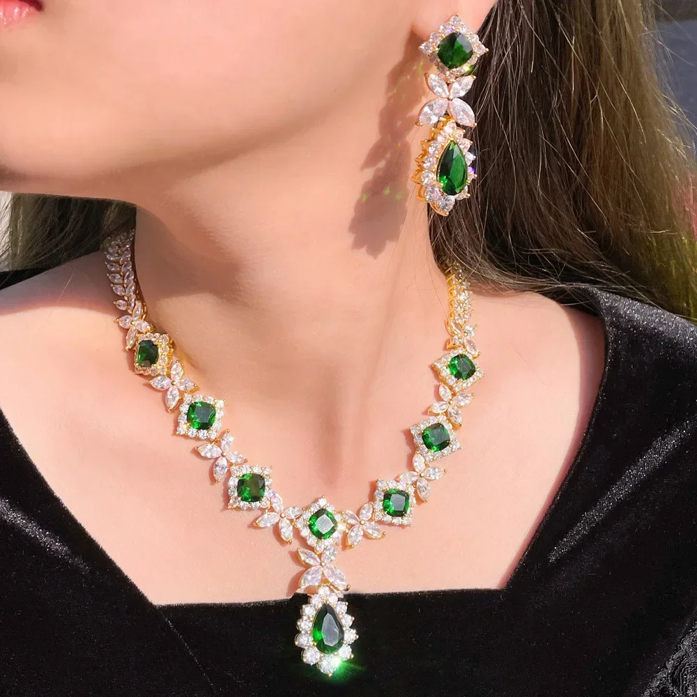 Luxury AAA Cubic Zircon Crystal Flower Necklace Earrings Jewelry Set Women Bridal Wedding Party Statement African Accessories
Luxury AAA Cubic Zircon Crystal Flower Necklace Earrings Jewelry Set Women Bridal Wedding Party Statement African Accessories