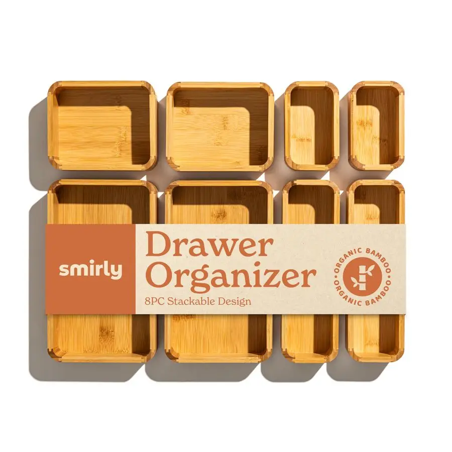 8Piece Bamboo Kitchen Drawer Organizer Set for Large and Small Utensils, Multiuse Storage Box Bathroom, Nightstand, Jewelry, Cut
8Piece Bamboo Kitchen Drawer Organizer Set for Large and Small Utensils, Multiuse Storage Box Bathroom, Nightstand, Jewelry, Cut