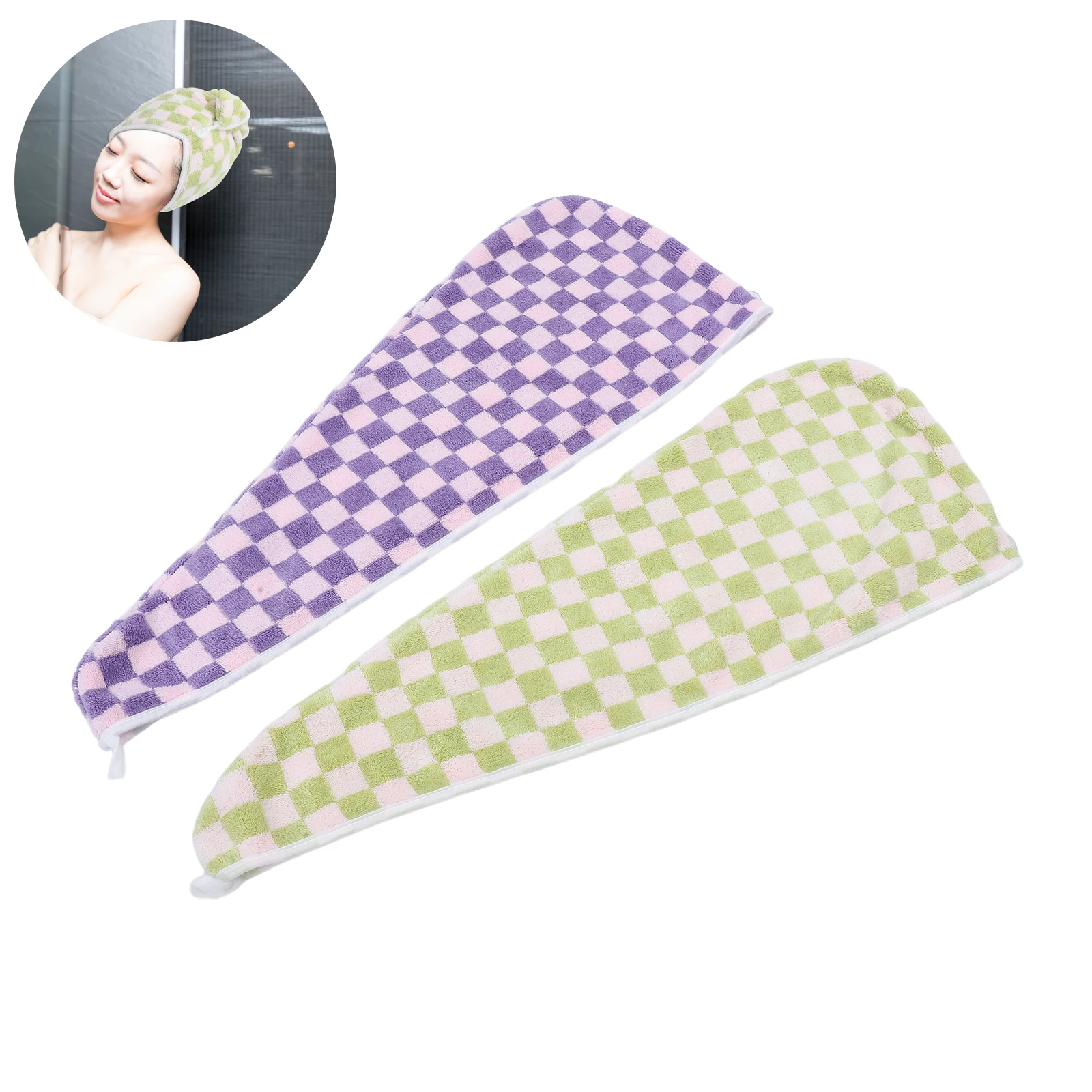 2pcs Wraps Checkered Coral Fleece Quick Drying Turban Super Absorbent Bath Cap For Women Girls Drying Shower Wet Hair Wrap
2pcs Wraps Checkered Coral Fleece Quick Drying Turban Super Absorbent Bath Cap For Women Girls Drying Shower Wet Hair Wrap