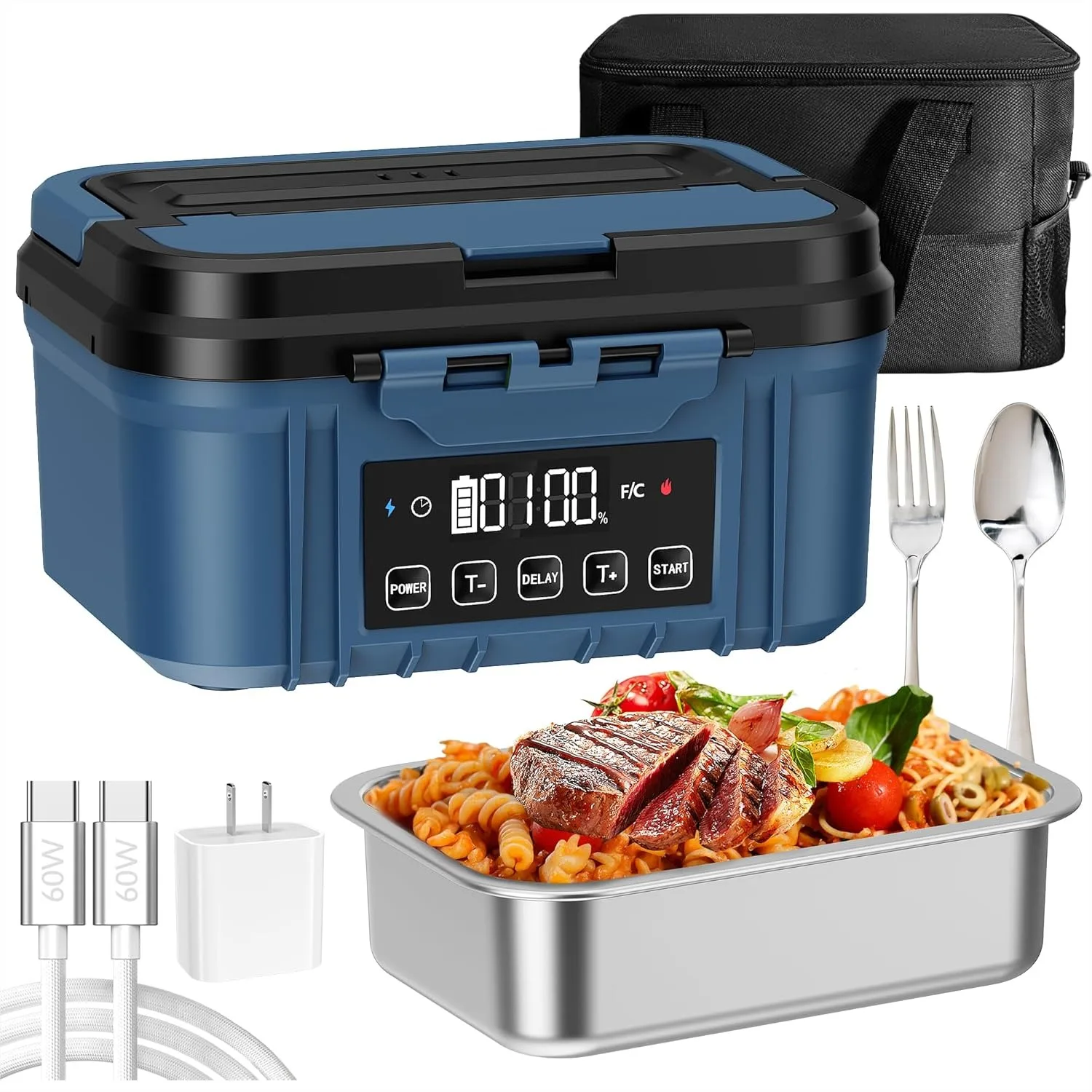 Cordless Electric Lunch Box for Adults, 10000mAh Battery Powered Heated Lunch Box with 1.2L Stainless Steel Container, Timer
Cordless Electric Lunch Box for Adults, 10000mAh Battery Powered Heated Lunch Box with 1.2L Stainless Steel Container, Timer