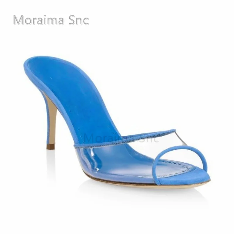 Женские прозрачные шлепанцы из ПВХ с открытым носком на тонком высоком каблуке, летние современные уличные туфли без застежек для вечера
Женские прозрачные шлепанцы из ПВХ с открытым носком на тонком высоком каблуке, летние современные уличные туфли без застежек для вечера