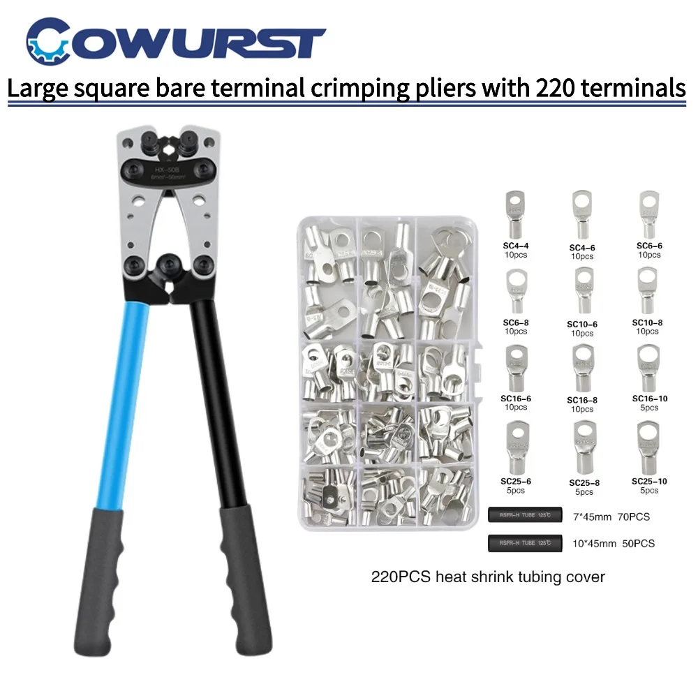 Клещи для обжима больших проводов, съемный диапазон обжима HX-50B 6-50 мм2, прочный ручной инструмент для электрической проводки
Клещи для обжима больших проводов, съемный диапазон обжима HX-50B 6-50 мм2, прочный ручной инструмент для электрической проводки