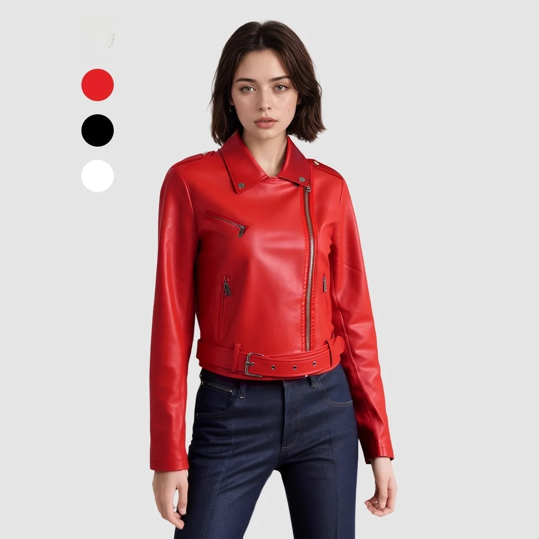 2026 New Women's Short PU Leather Jacket Fashionable Belted Biker Style Zipper Closure Thickened Long Sleeve Simple Design
2026 New Women's Short PU Leather Jacket Fashionable Belted Biker Style Zipper Closure Thickened Long Sleeve Simple Design