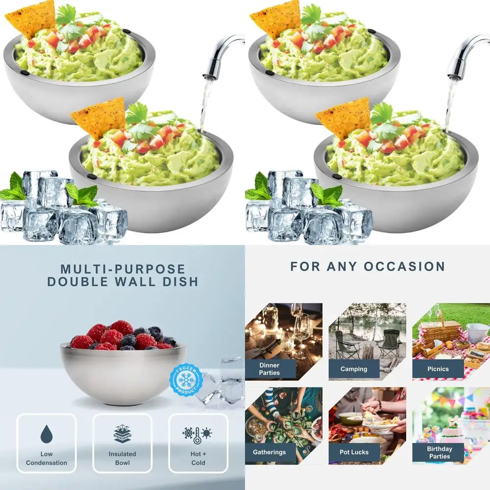 Большой набор мисок для погружения из нержавеющей стали с изоляцией на 70 унций — сохраняет горячую или холодную питание для вечеринок (2 миски)
Большой набор мисок для погружения из нержавеющей стали с изоляцией на 70 унций — сохраняет горячую или холодную питание для вечеринок (2 миски)