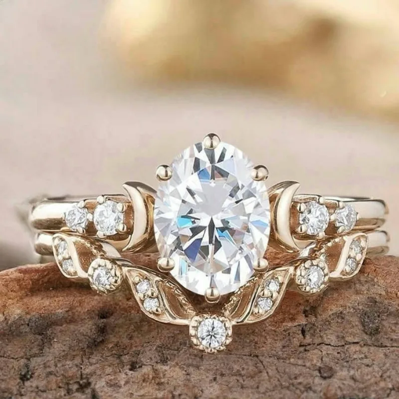 Elegant Gold Color Inlaid with White Stone Rings Set Round Fashion Moon Party Engagement Wedding Rings for Women Jewelry
Elegant Gold Color Inlaid with White Stone Rings Set Round Fashion Moon Party Engagement Wedding Rings for Women Jewelry