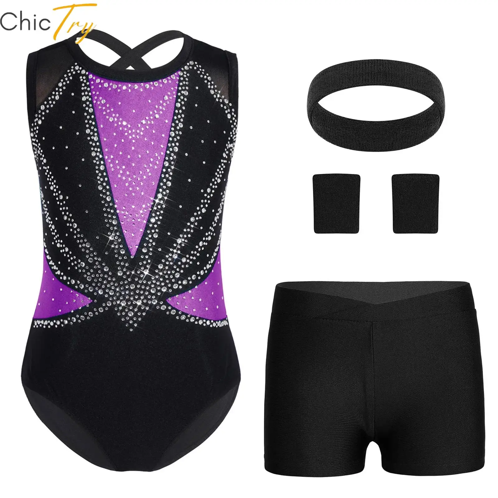 Kids Girls V-front Waistband Shorts Bottoms with Dance Gymnastics Workout Costume Leotard and Sports Headband Wristbands Set
Kids Girls V-front Waistband Shorts Bottoms with Dance Gymnastics Workout Costume Leotard and Sports Headband Wristbands Set