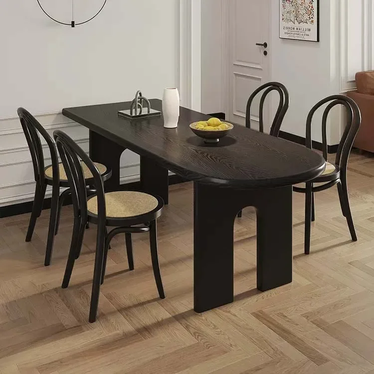 High Quality Wooden Dining Table Set Solid Wood Table Unique Black Square Dining Table Long Solide Wood Chair
High Quality Wooden Dining Table Set Solid Wood Table Unique Black Square Dining Table Long Solide Wood Chair