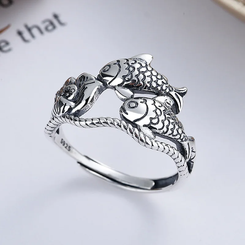 S925 Sterling Silver Vintage Do Old Ethnic Style Ancient Koi Lotus Hollow Personality Open Ring Female
S925 Sterling Silver Vintage Do Old Ethnic Style Ancient Koi Lotus Hollow Personality Open Ring Female