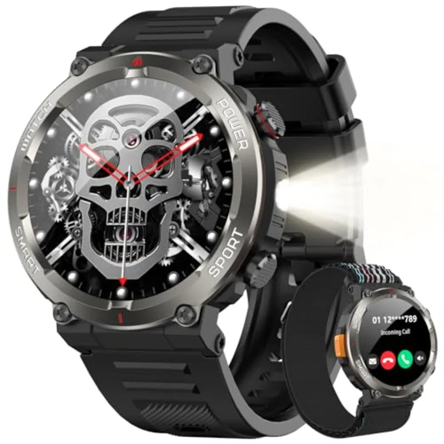 Military Smart Watch for Men -100-Day Long Battery Life, Fitness Tracker with LED Flashlight/Compass, Heart Rate Monitor, 120+
Military Smart Watch for Men -100-Day Long Battery Life, Fitness Tracker with LED Flashlight/Compass, Heart Rate Monitor, 120+