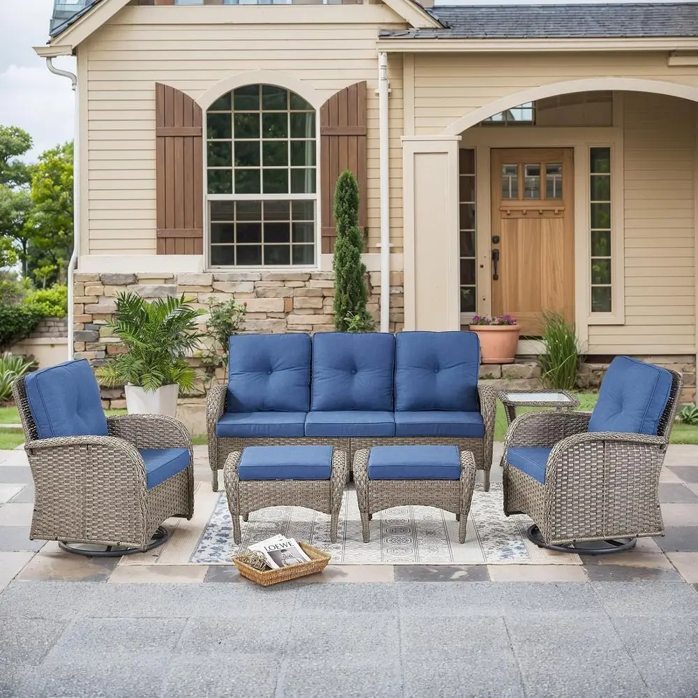 6 Pieces Outdoor Patio urniture-PE Rattan Wicker Soa with Patio Swivel Rocking Chairs Patio urniture or Deck Lawn Porch Balcony
6 Pieces Outdoor Patio urniture-PE Rattan Wicker Soa with Patio Swivel Rocking Chairs Patio urniture or Deck Lawn Porch Balcony
