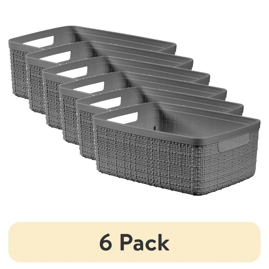 6-Pack Jute-Style Small Gray Plastic Decorative Storage Basket for Living Room, Bedroom, Bathroom Lightweight, Foldable, Space-
6-Pack Jute-Style Small Gray Plastic Decorative Storage Basket for Living Room, Bedroom, Bathroom Lightweight, Foldable, Space-